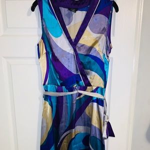 Waist tie multicolor dress